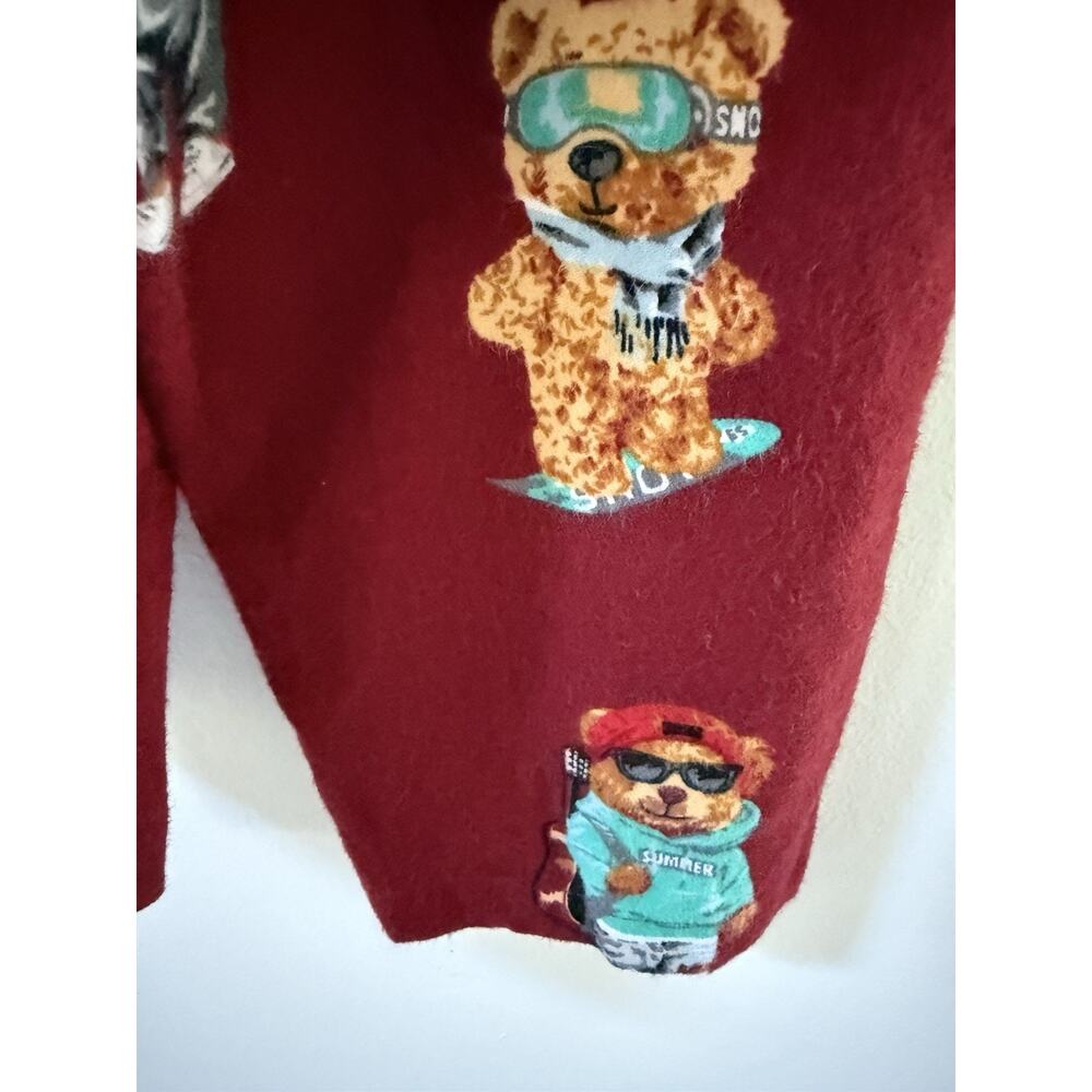 Forever 21 Mens Teddy Bear Print Flannel Lounge Sleep Shirt Pajama Top Large New - Picture 4 of 9
